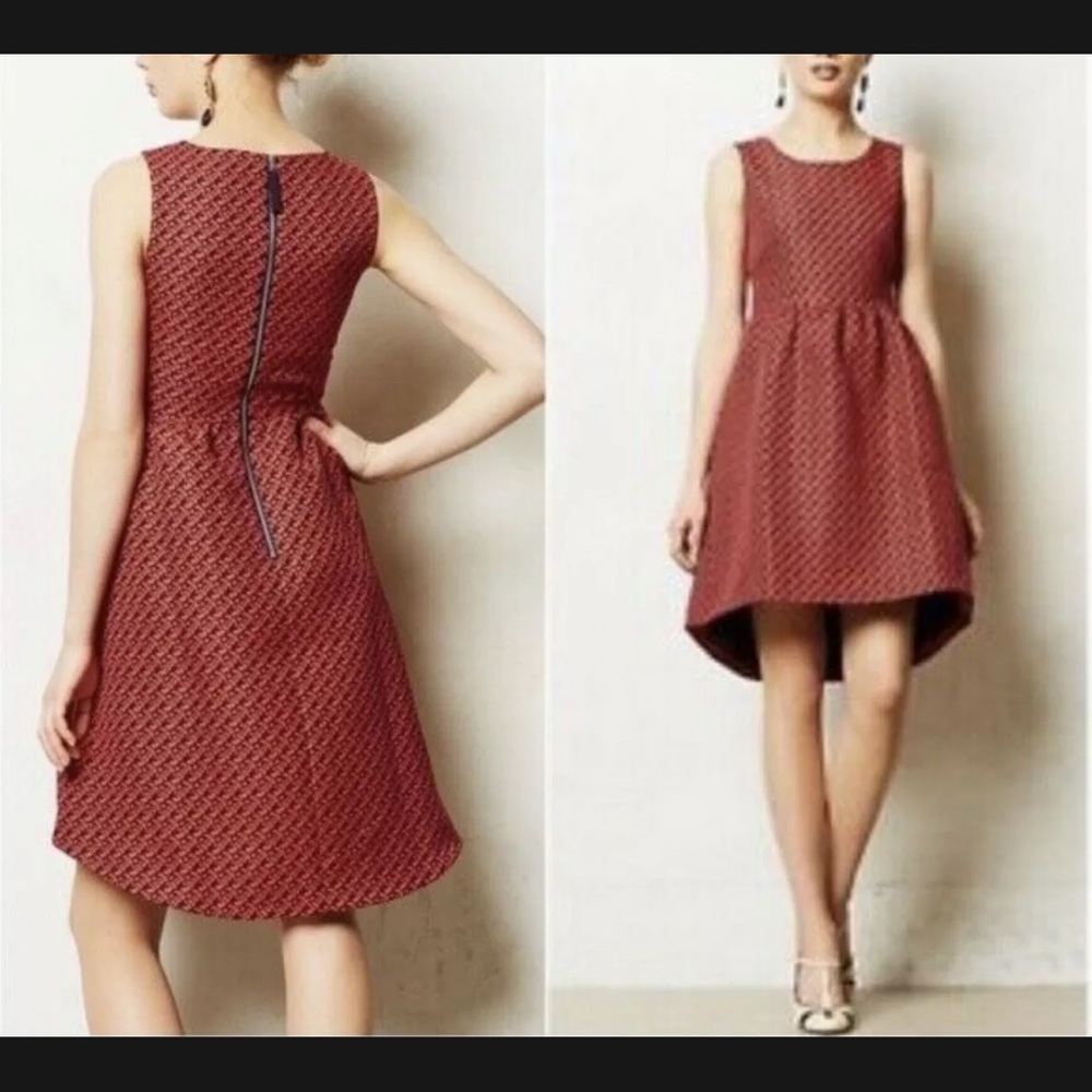 Anthropologie Lili Wang for Lili’s Closet Red Blue Dress 10 NWT.